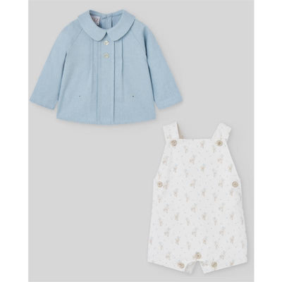 Paz Rodriguez - Set Woven Newborn Blouse + Overall Koala, Dutch Blue Image 1