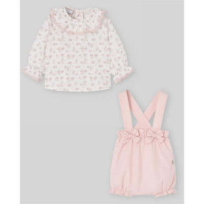 Paz Rodriguez Set Woven Newborn Blouse + Shorts Val, Powder Pink Image 1