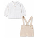 Paz Rodriguez Set Woven Newborn Blouse + Trousers Mel, Sand Image 1