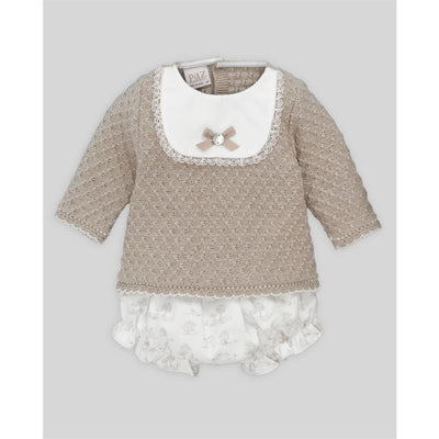 Paz Rodriguez - Take Me Home Set Knit Newborn Sweater + Bloomers Pony, Light Brown/Beige Image 1