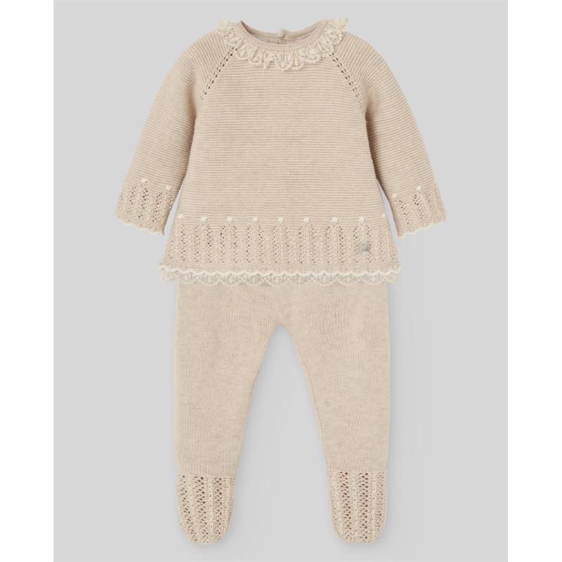 Paz Rodriguez - Take Me Home Set Knit Newborn Sweater + Leggings Alegria, Light Brown/Chalk Pink Image 1