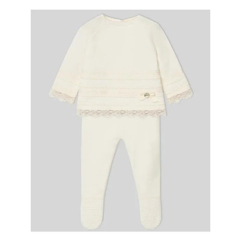 Paz Rodriguez - Take Me Home Set Knit Newborn Sweater + Leggings Paz, Cream/Beige Image 1