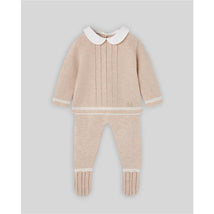 Paz Rodriguez Take Me Home Set Knit Newborn Sweater + Leggins Lua, Light Brown/Cream Image 1