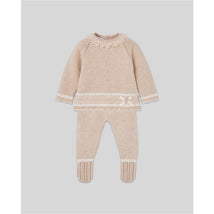 Paz Rodriguez Take Me Home Set Knit Newborn Sweater + Leggins Lua, Light Brown/Cream Image 1