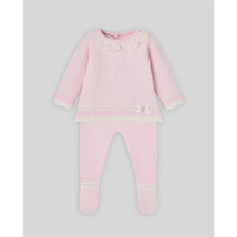 Paz Rodriguez Take Me Home Set Knit Newborn Sweater + Leggins Nai, Light Pink/Cream Image 1