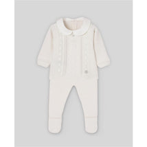 Paz Rodriguez Take Me Home Set Knit Newborn Sweater + Leggins Paz Oi, Light Blue/Cream Image 1
