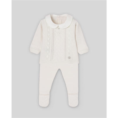 Paz Rodriguez Take Me Home Set Knit Newborn Sweater + Leggins Paz Oi, Light Blue/Cream Image 1