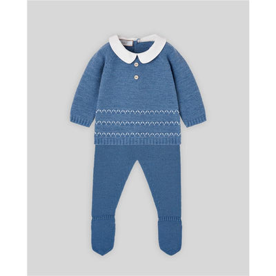 Paz Rodriguez Take Me Home Set Knit Newborn Sweater + Leggins Ponte, Sapphire Blue Image 1