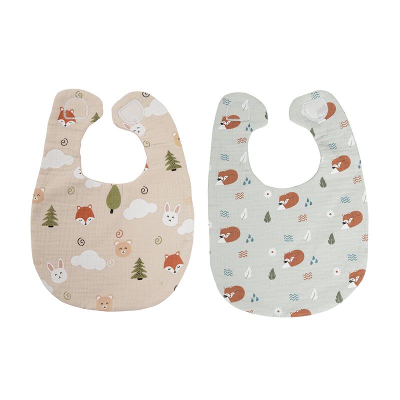 Pearhead - 2Pk Baby Bib Set, Woodland Muslin Cotton Image 1