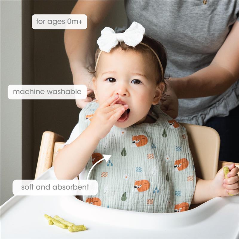 Pearhead - 2Pk Baby Bib Set, Woodland Muslin Cotton Image 3