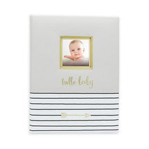 Pearhead Baby 1st Year Memory Book Hello Baby Grey and Gold Image 1