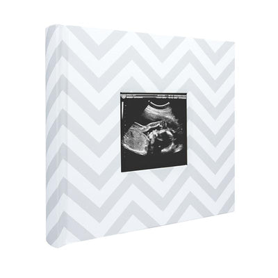 Pearhead - Baby Photo Album With Guided Journal Pages, Chevron Gray Image 1