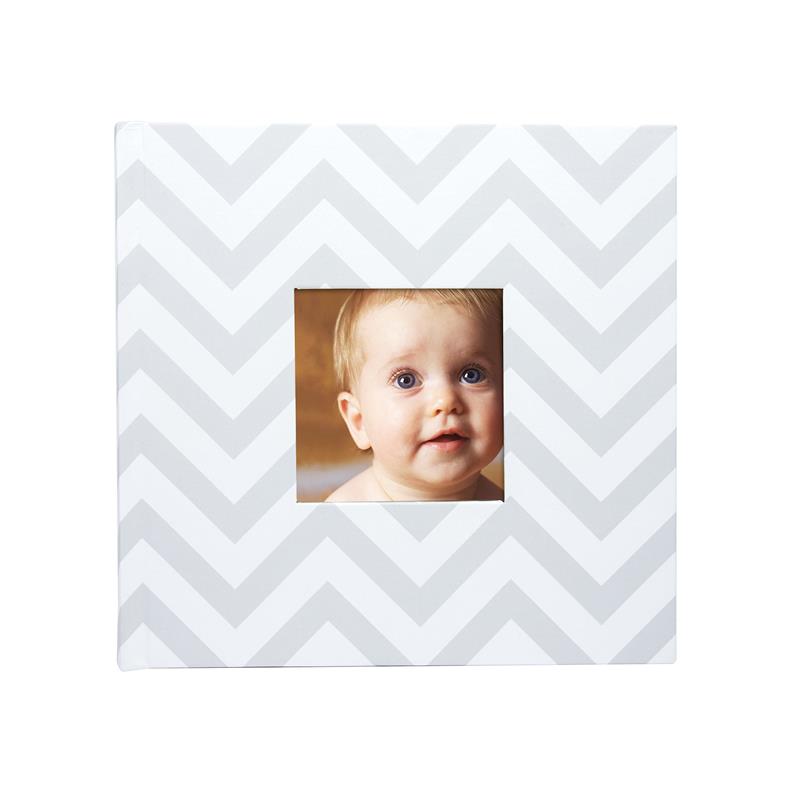 Pearhead - Baby Photo Album With Guided Journal Pages, Chevron Gray Image 6