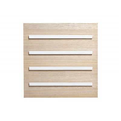 Natural wood letter board with four white display strips for customizable messages.