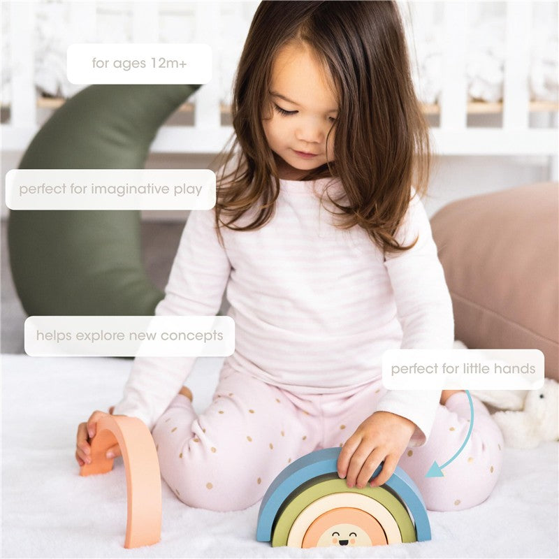 Pearhead Wooden Rainbow Stacking Toy Image 3