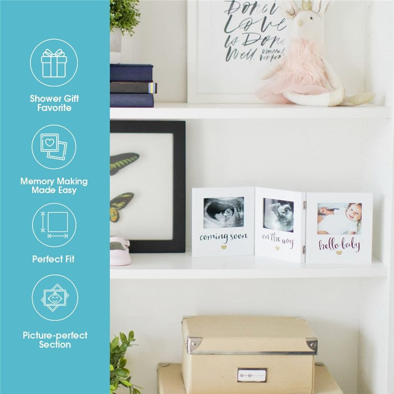 Pearhead Triple Sonogram Keepsake Photo Frame - White Image 5