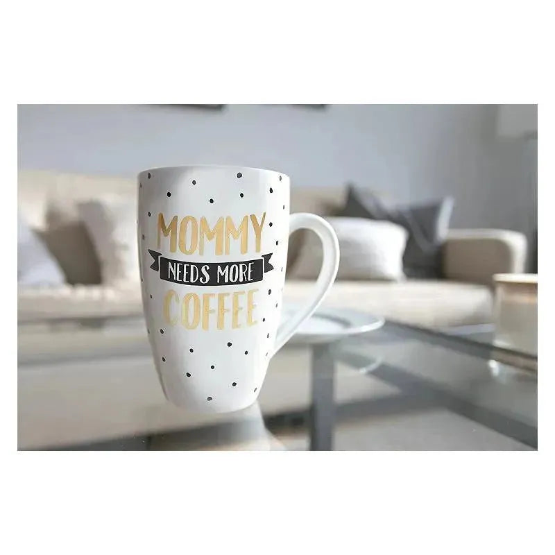 Pearhead White,Black & Gold Mommy Needs Coffee Mug Image 3