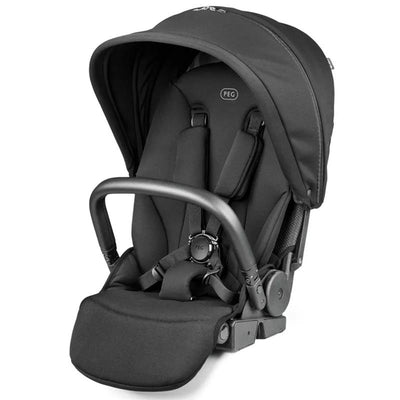 Full-size Peg-Perego City Loop stroller in True Black, featuring a padded seat, adjustable canopy, and safety harness.