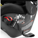 Baseless infant car seat with LATCH system features instruction illustrations, safety warnings, and a sleek True Black design.