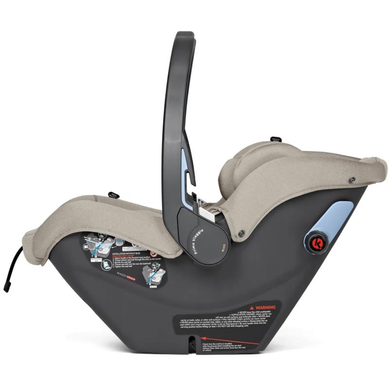 Peg Primo Viaggio Nido Infant Car Seat in Astral color, featuring safety instructions and a comfort-focused design.