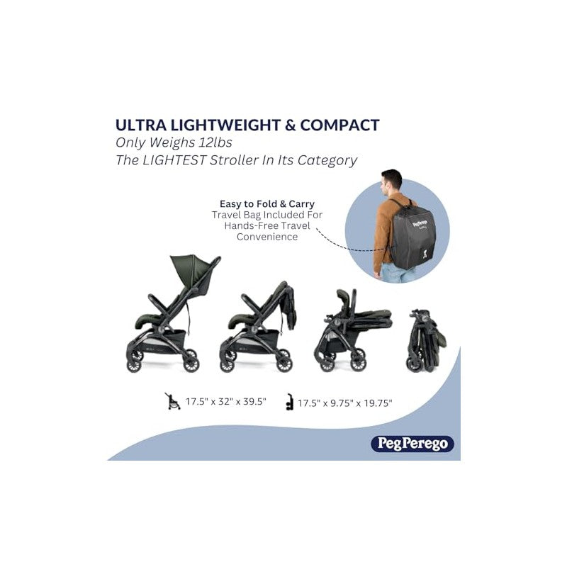 Peg Perego - Volo, Ultra Lightweight Carry On Compliant Travel Stroller - True Black (Black) Image 5