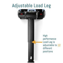 Adjustable load leg for Peg Perego Ypsi Travel System, highlighting its ability to adjust to 10 positions for safety.