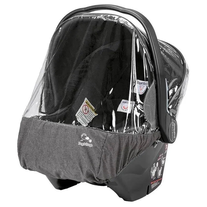 Peg-PeregoPrimo Viaggio 4/35 Infant Car Seat Rain Cover Clear With Light Grey Fabric Storage Pouch Image 1