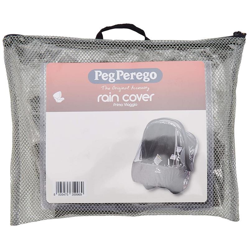 Peg-PeregoPrimo Viaggio 4/35 Infant Car Seat Rain Cover Clear With Light Grey Fabric Storage Pouch Image 3