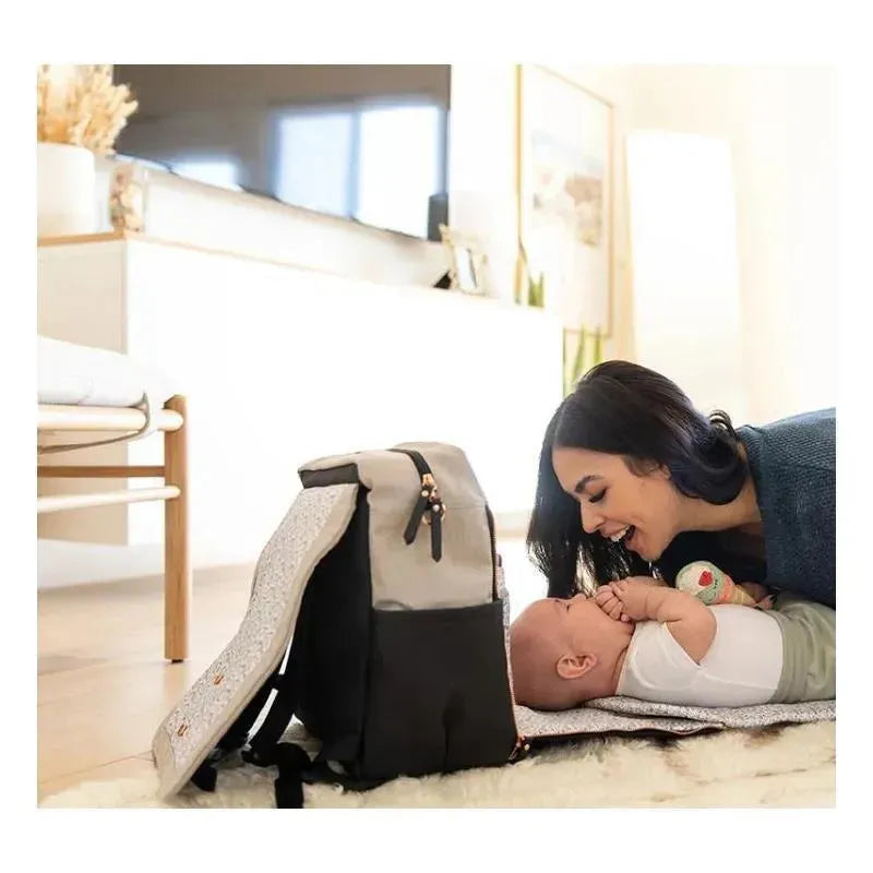 Petunia - Boxy Backpack diaper bag - Sand/Black Image 11