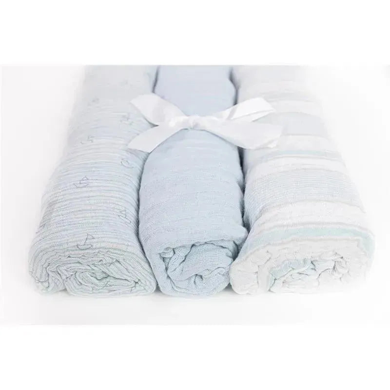 Piccolo Bambino Boy 3pk Muslin Swaddle Blankets In A Box Image 1