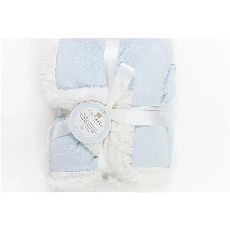 Piccolo Bambino Reversible Chamois Baby Blankets,Blue Image 2