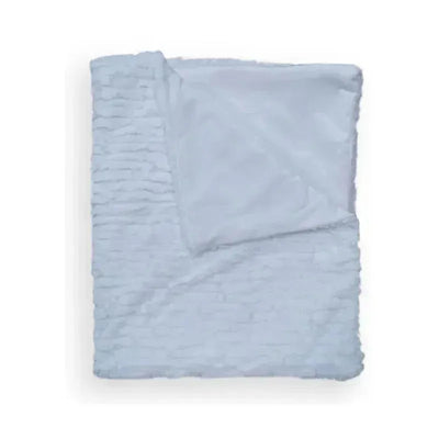 Piccolo Bambino - Textured Faux Fur Stroller Blanket On Wooden Hanger Blue Image 1