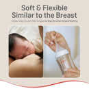 Pigeon 2Pk Silicone Coated Glass Baby Bottle, featuring a soft, flexible nipple designed for easy breastfeeding mimicry.