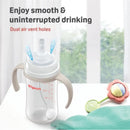 Natural silicone sipper conversion kit for infants, featuring dual air vent holes and ergonomic handles.