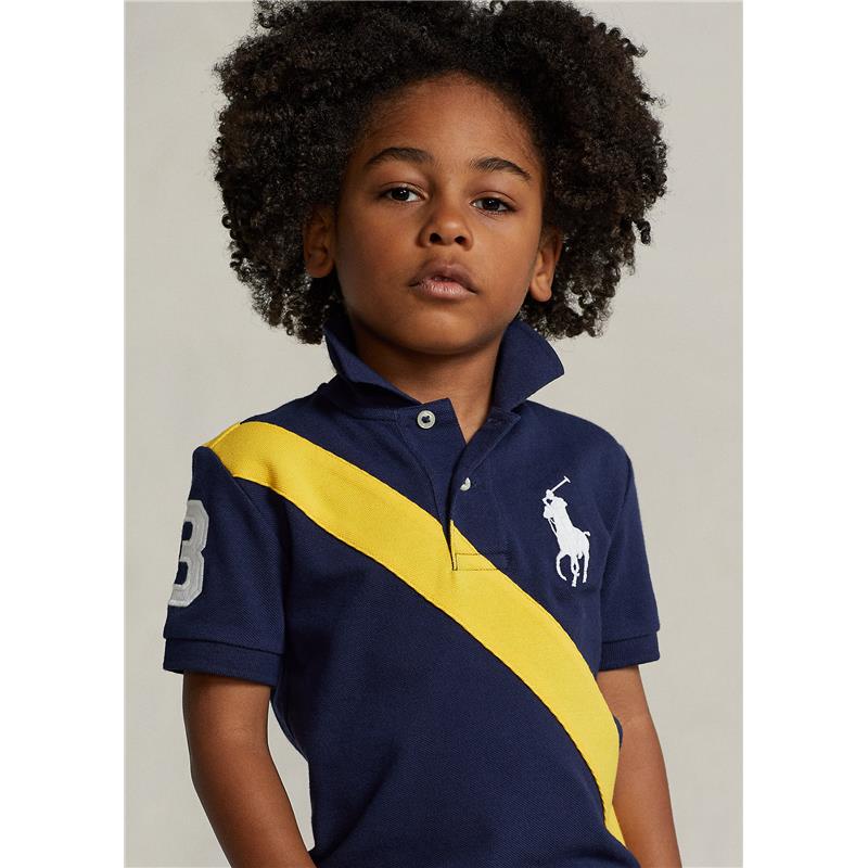 Polo Ralph Lauren Baby - Big Pony Cotton Mesh Polo Shirt, Newport Navy Multi Image 5
