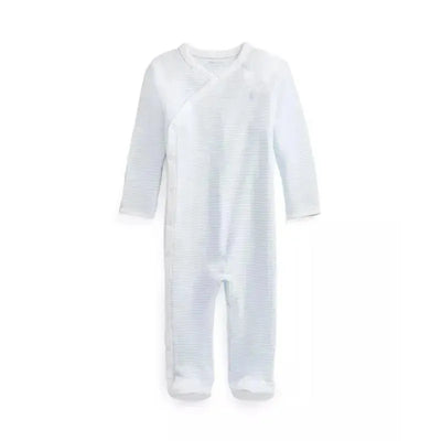 Polo Ralph Lauren Baby - Boy Long-Sleeve Organic Cotton Interlock Knit Coverall, Beryl Blue/White Image 1