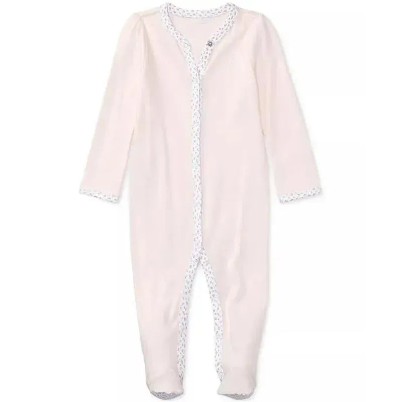 Polo Ralph Lauren Baby - Girl Long-Sleeve Organic Cotton Interlock Knit Coverall, Delicate Pink Image 1