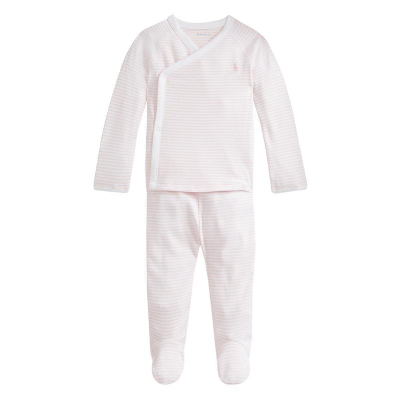 Polo Ralph Lauren Baby - Long-Sleeve Organic Cotton Interlock Knit Pant Set, Delicate Pink/White Image 1