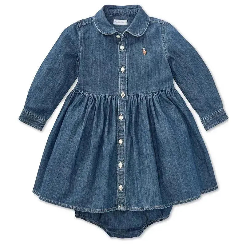 Polo Ralph Lauren Baby - Shirred Denim Shirtdress, Indigo Image 1