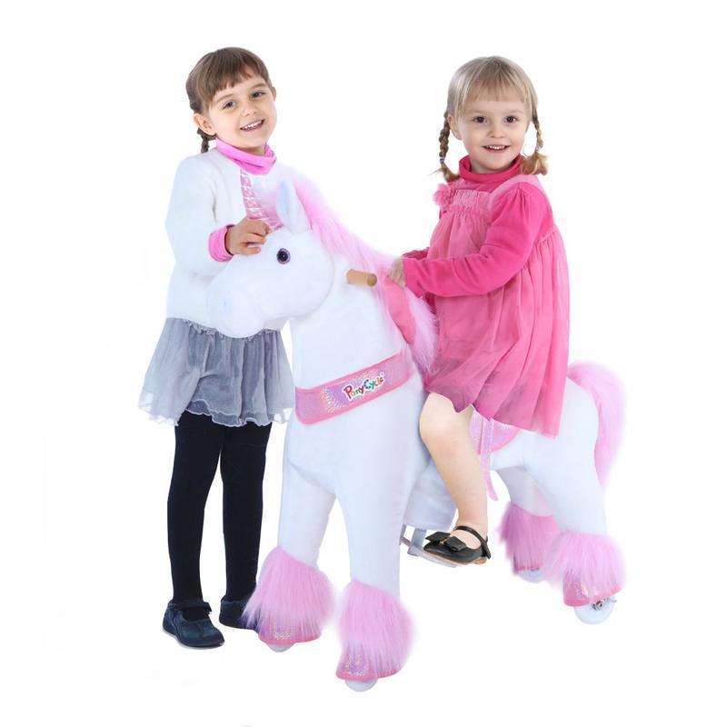 Ponycycle Pink Unicorn 3-5 Years Old, Kids Unicorn Ride on Toy, Ride on Unicorn Toy Plush, Pink Pony Image 3