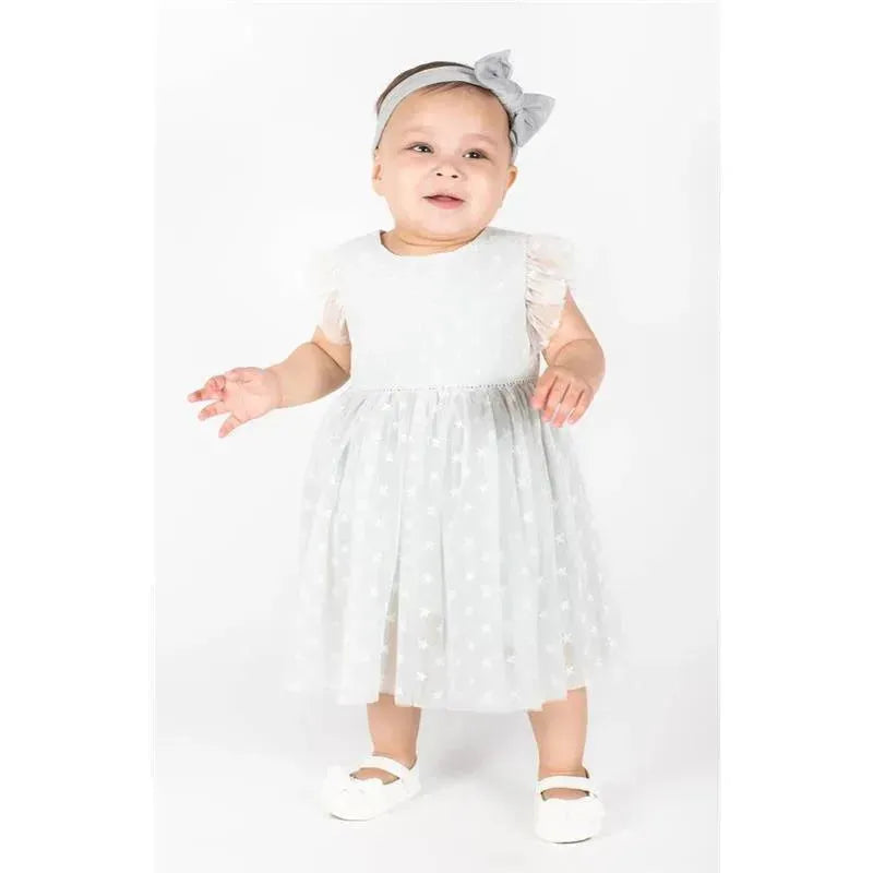 Popatu - Baby Girls Sage Green Stars Tulle Dress Image 2