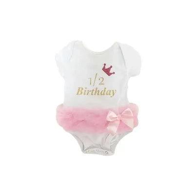 Popatu Baby Tutu Bodysuit Half Year Birthday Tutu, 6/9M Image 1