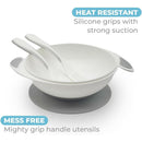Primo Passi Baby Suction Bowl with Lid, Fork & Spoon Set, Grey Image 2