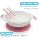 Primo Passi Baby Suction Bowl with Lid, Fork & Spoon Set, Light Pink Image 2