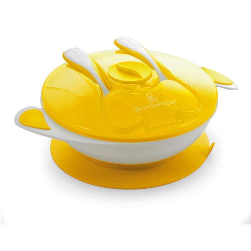 Primo Passi Baby Suction Bowl with Utensils, Yellow Image 1