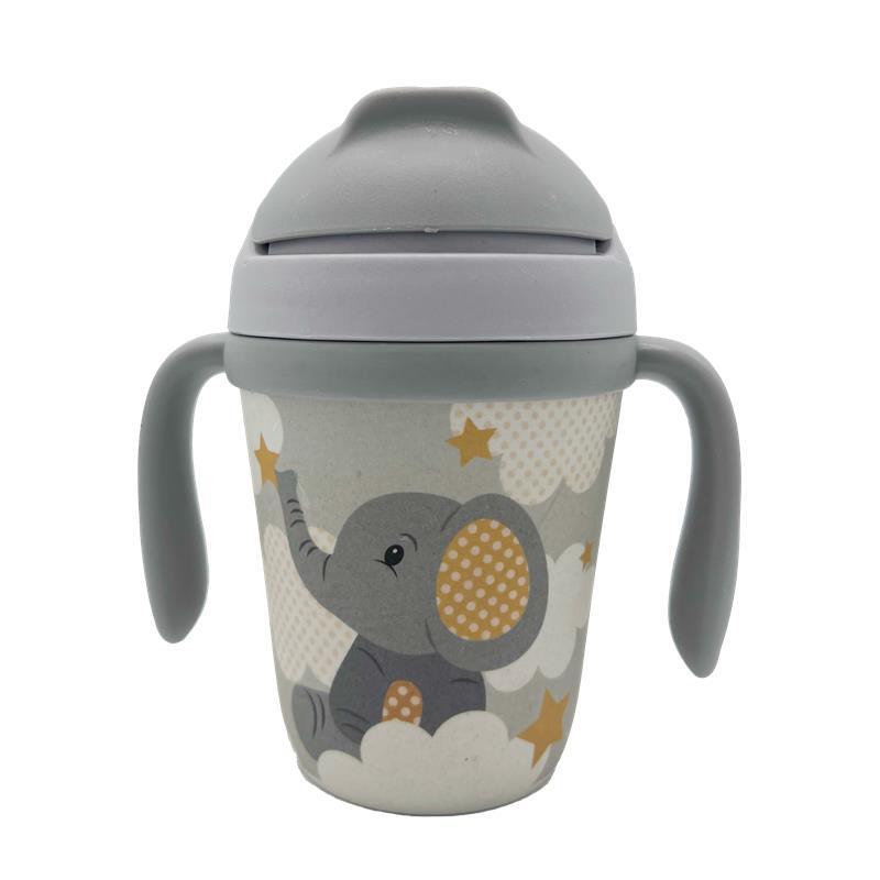Primo Passi - Bamboo Fiber Kids Cup With Handle/Straw - Little Elephant Image 3