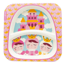 Primo Passi - Divided Square Bamboo Plate for Kids, Metoo Princess Doll Image 1