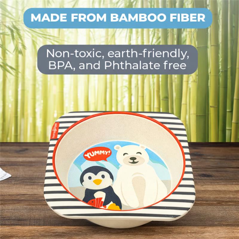 Primo Passi - Bamboo Fiber Kids Square Bowl, Winter Friends Image 3