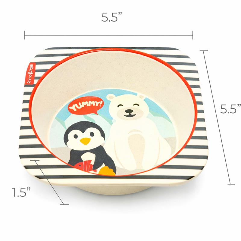 Primo Passi - Bamboo Fiber Kids Square Bowl, Winter Friends Image 4