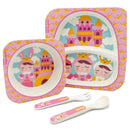 Primo Passi - Bamboo Fiber Kids Super Combo Divided Square Plate, Square Bowl, Fork&Spoon & 3 Food Container With Lids, Metoo Image 3